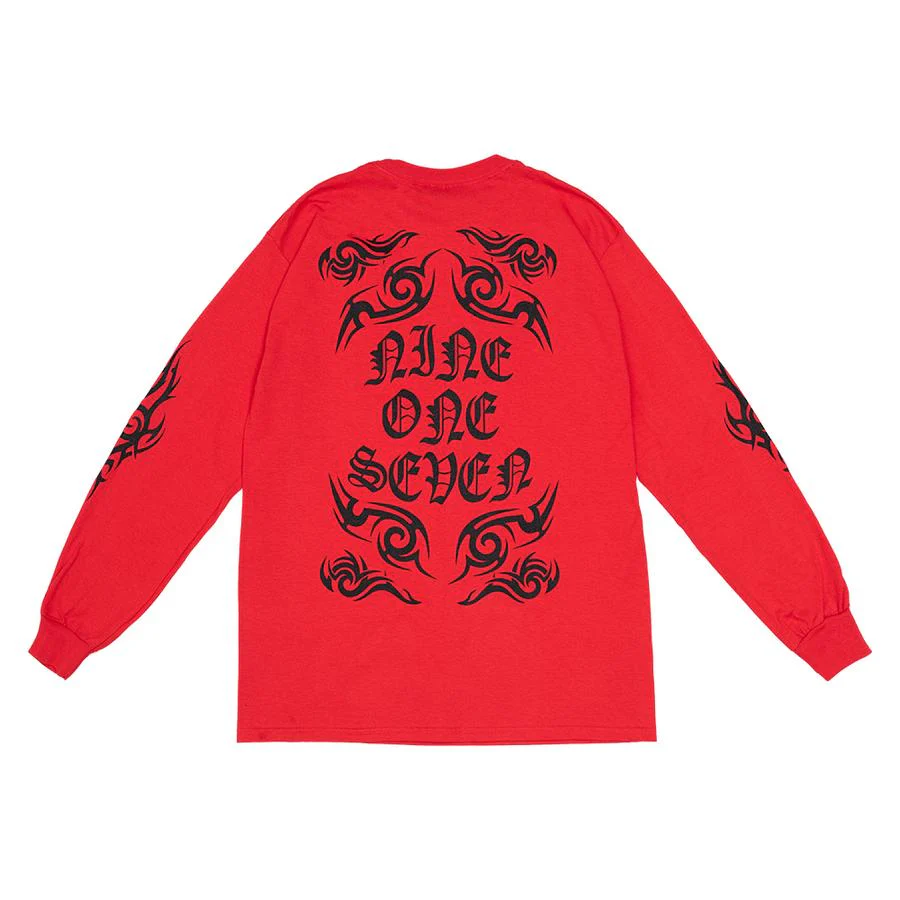 917 Tribal Long Sleeve Tee Red - Image 2