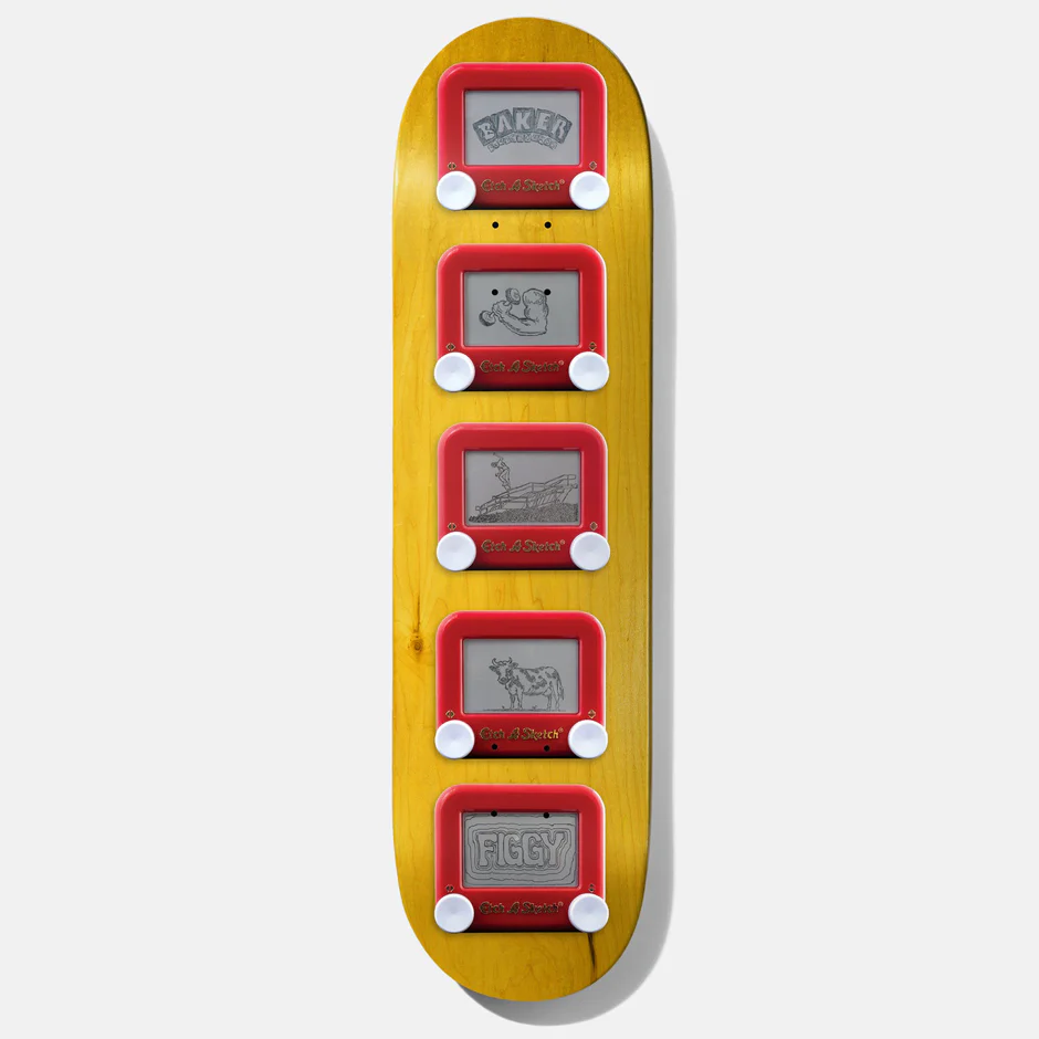 Baker Skateboards Figgy Head On Collision Deck - 8.25 (Yellow Bottom Stain)