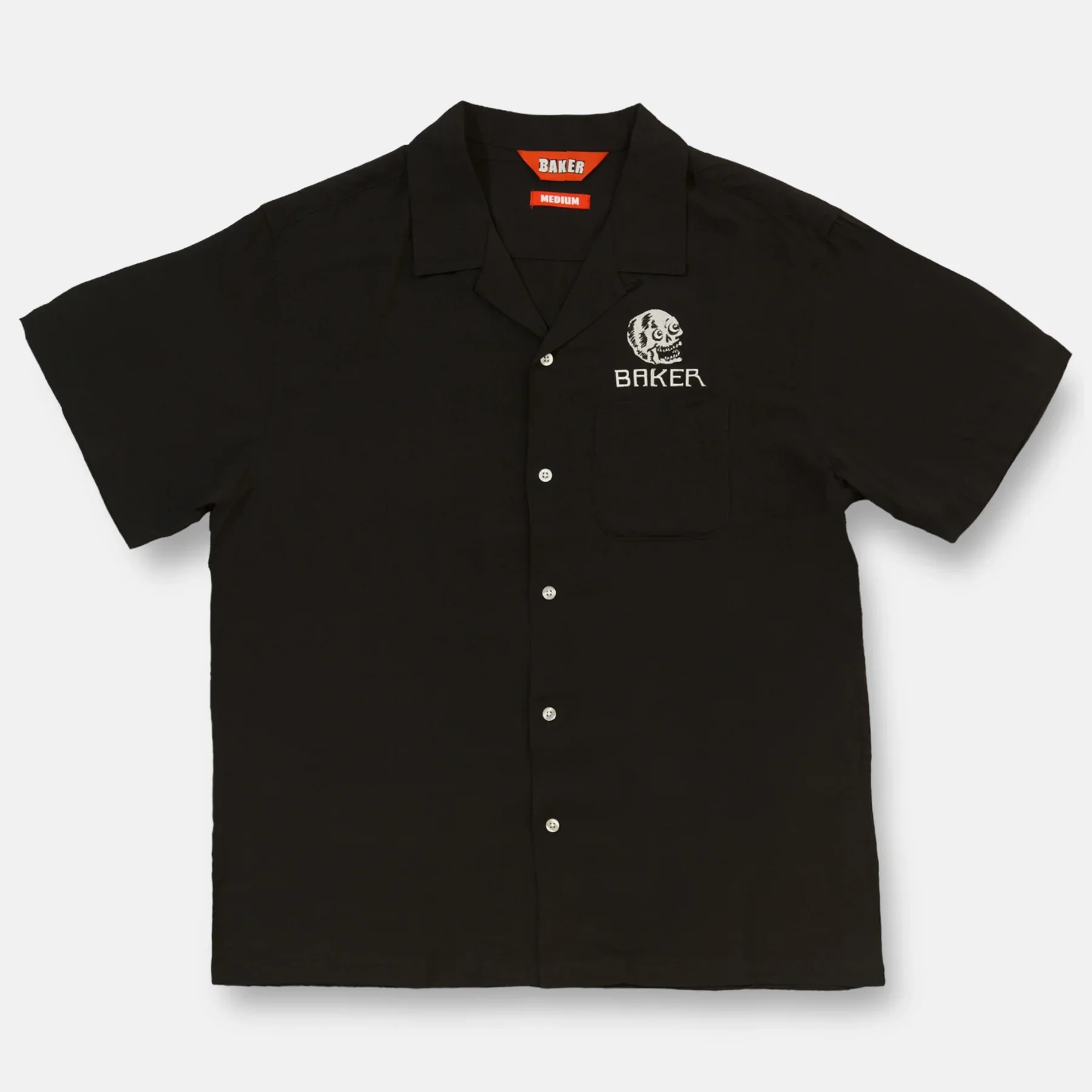 Baker Skull Short Sleeve Button Up - Black