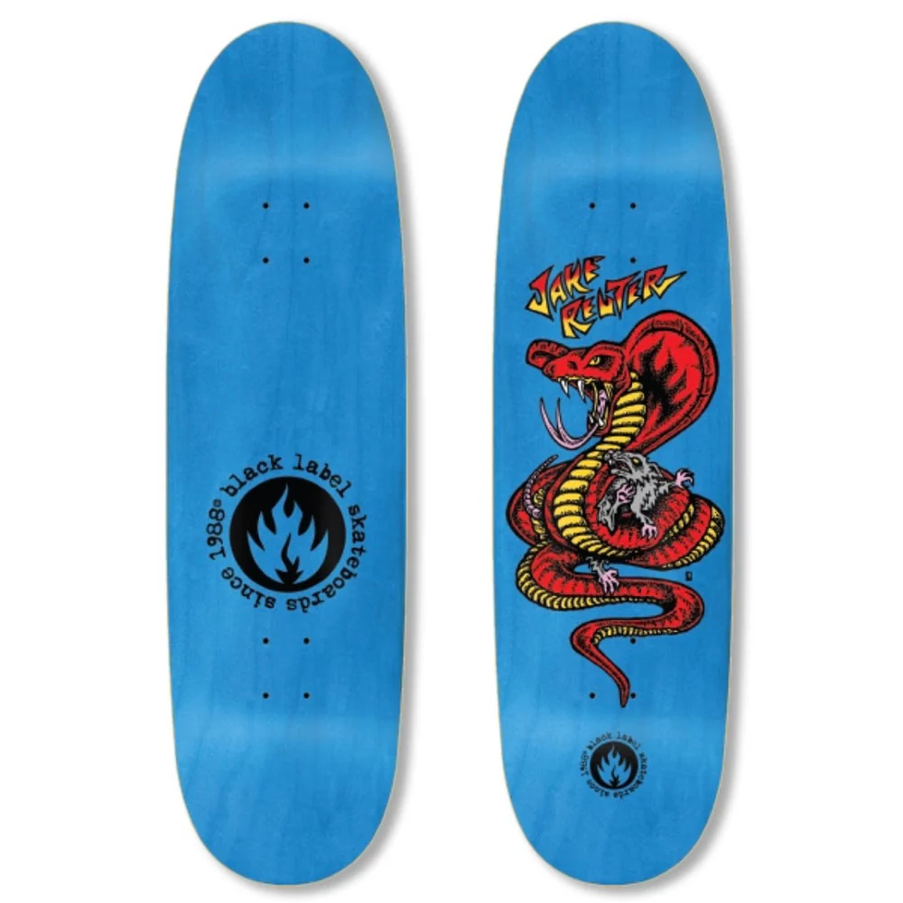 Black Label Skateboards Jake Reuter Snake and Rat Skateboard Deck - 9.00 Egg Shape (Blue Stain)