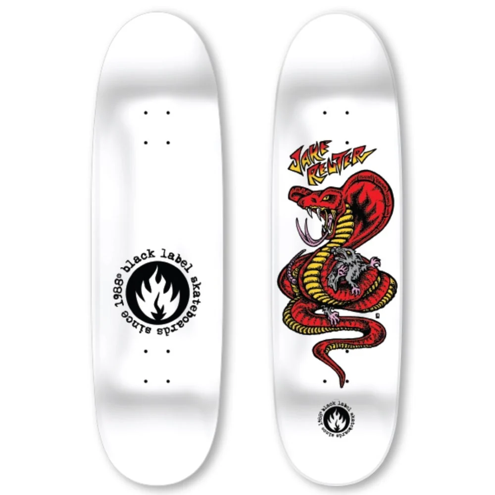 Black Label Skateboards Jake Reuter Snake and Rat Skateboard Deck - 9.00 Egg Shape (White Dipped)