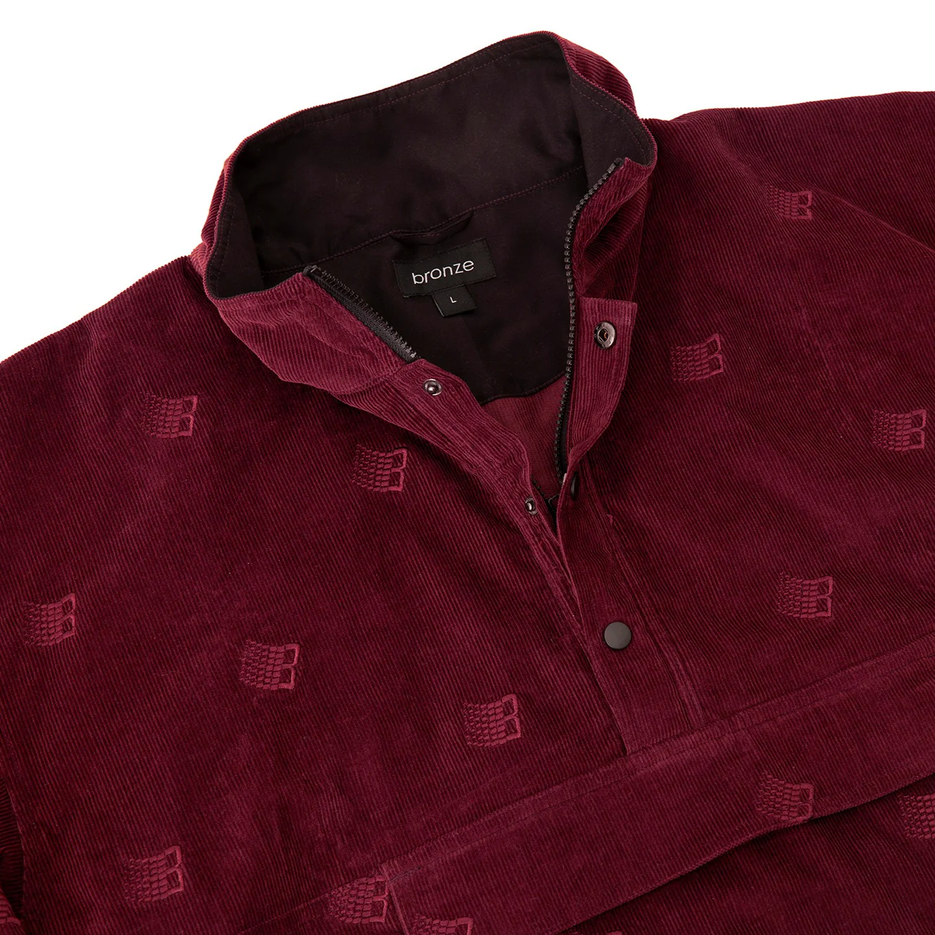 Bronze 56K Allover Embroidered Anorak 1/4th Pullover Sweatshirt - Maroon - Image 2