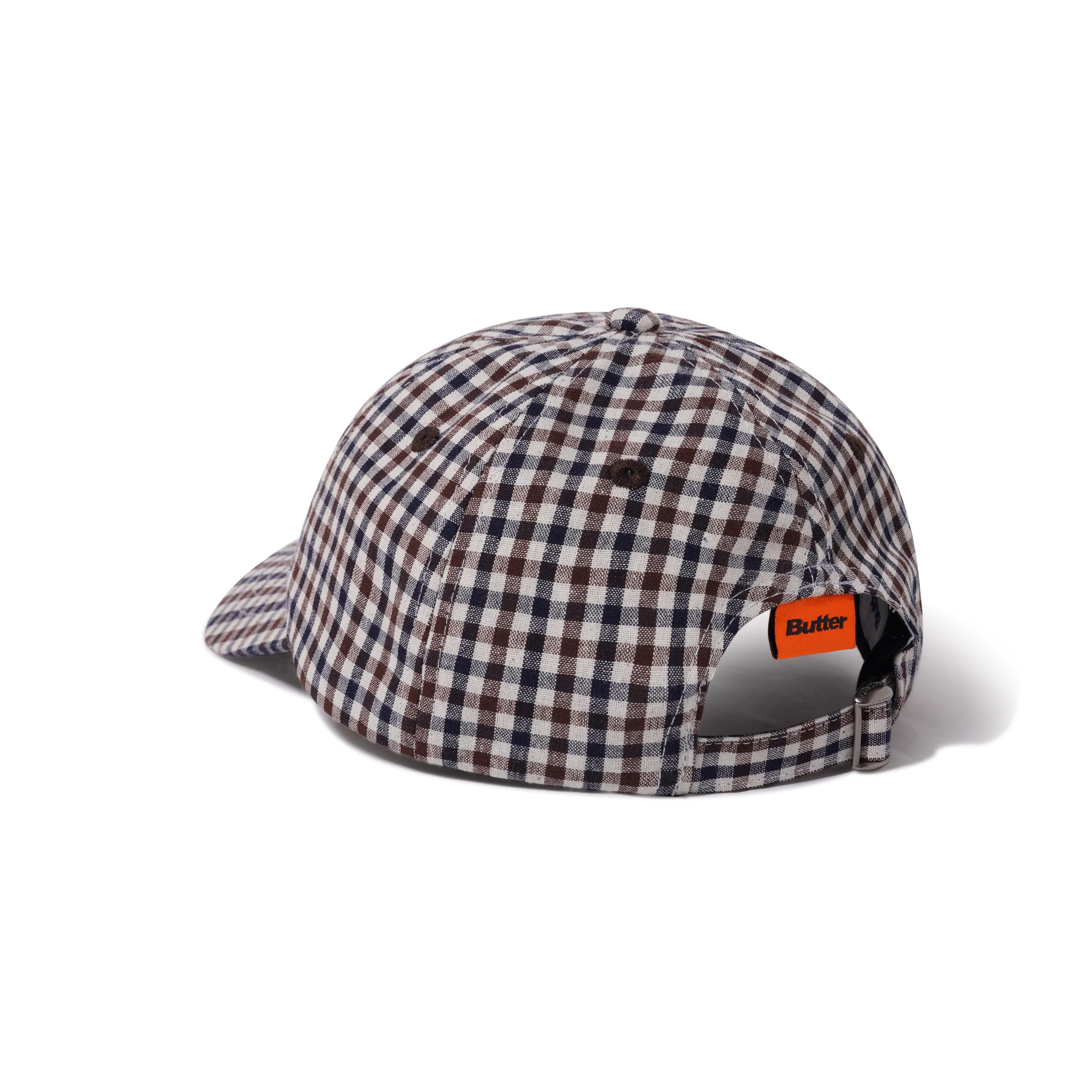 Butter Goods Gingham 6 Panel Cap - Brown / Navy - Image 2