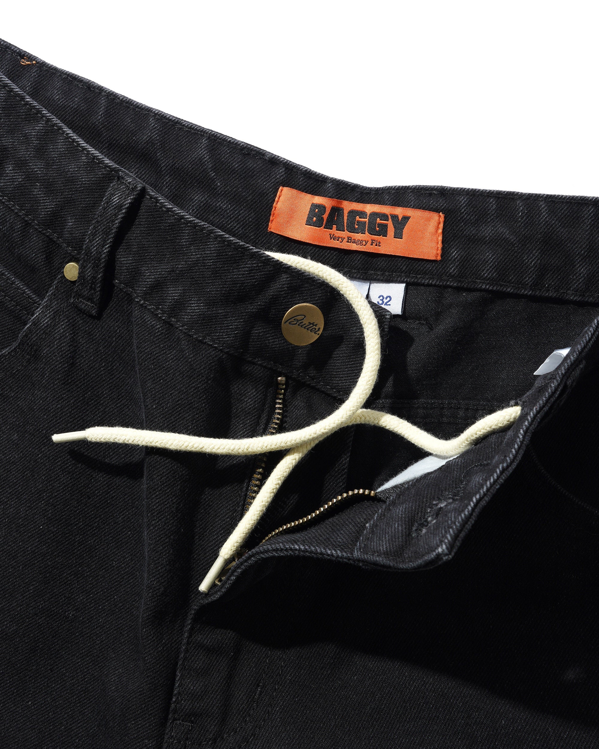 Butter Goods Lock Baggy Denim Jeans - Flat Black - Image 4