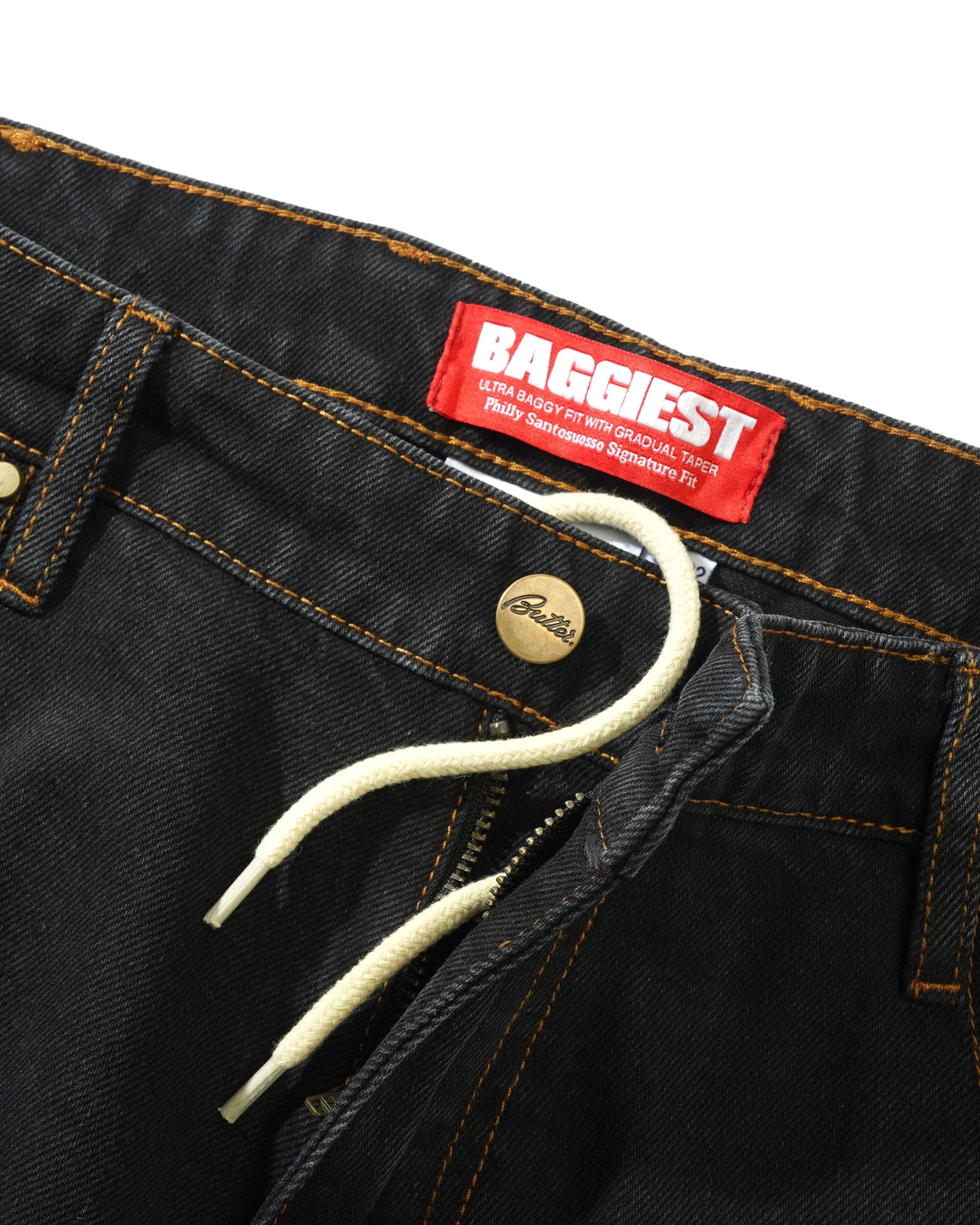 Butter Goods Santosuosso Denim Jeans - Washed Black (Orange Embroidery) - Image 4