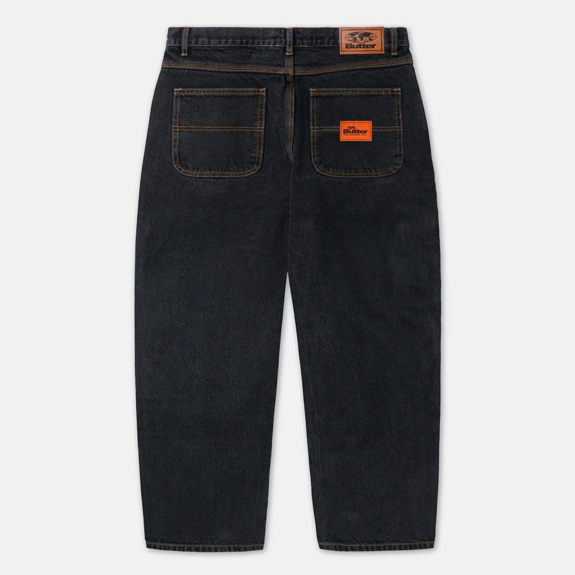 Butter Goods Santosuosso Denim Pants - Washed Black Gold Stitching (Baggiest) - Image 2