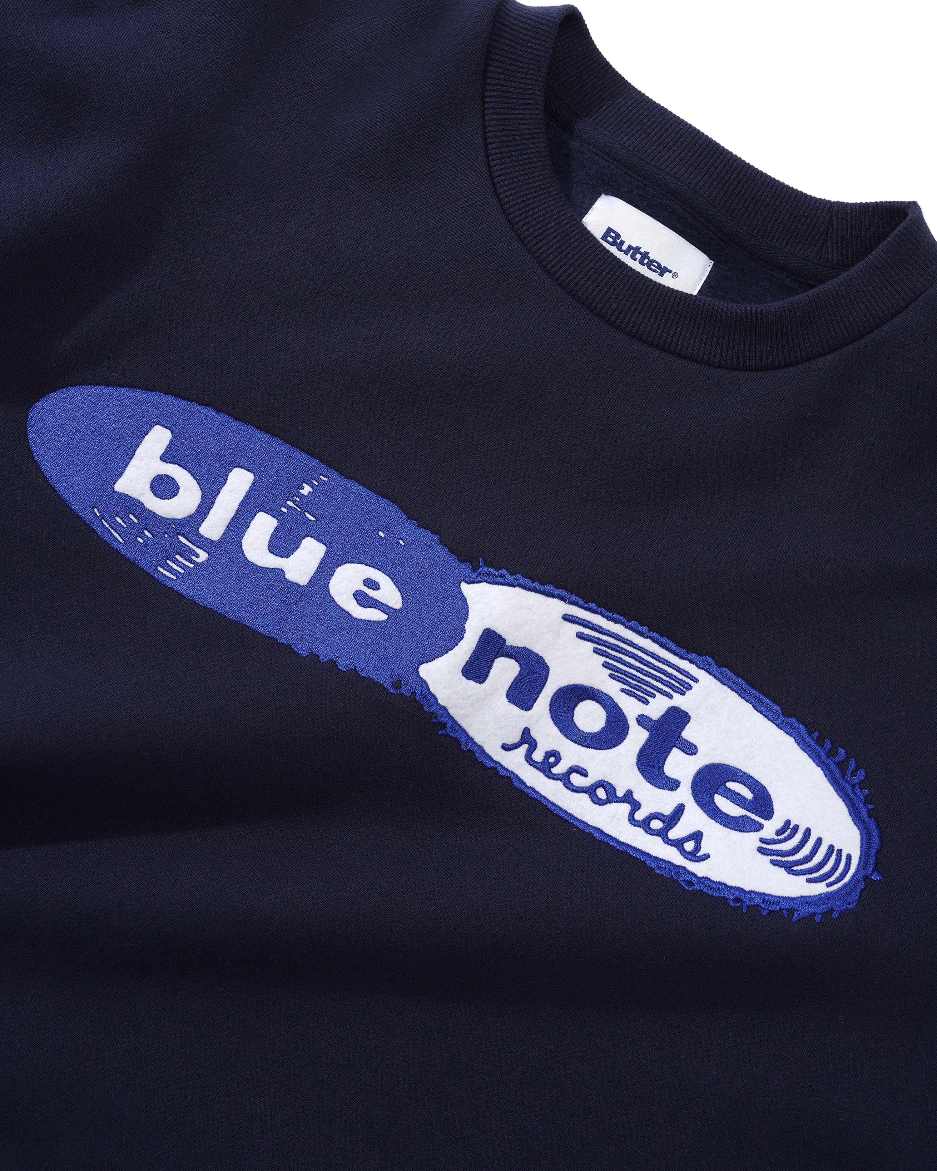 Butter Goods x Blue Note Records Logo Felt Applique Crewneck - Navy - Image 3