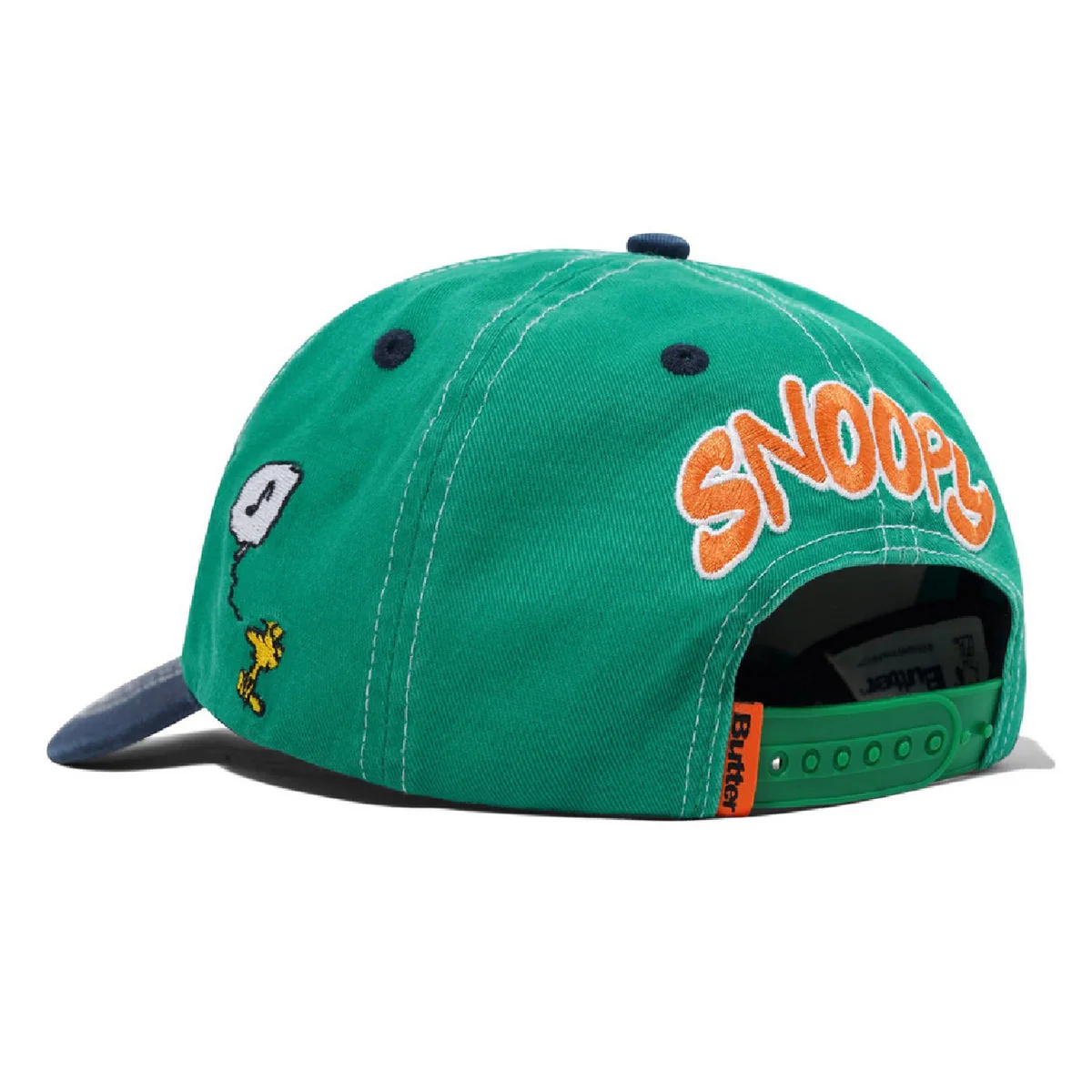 Butter Goods X Peanuts Music Snapback Cap - Washed Kelly Green / Navy - Image 2