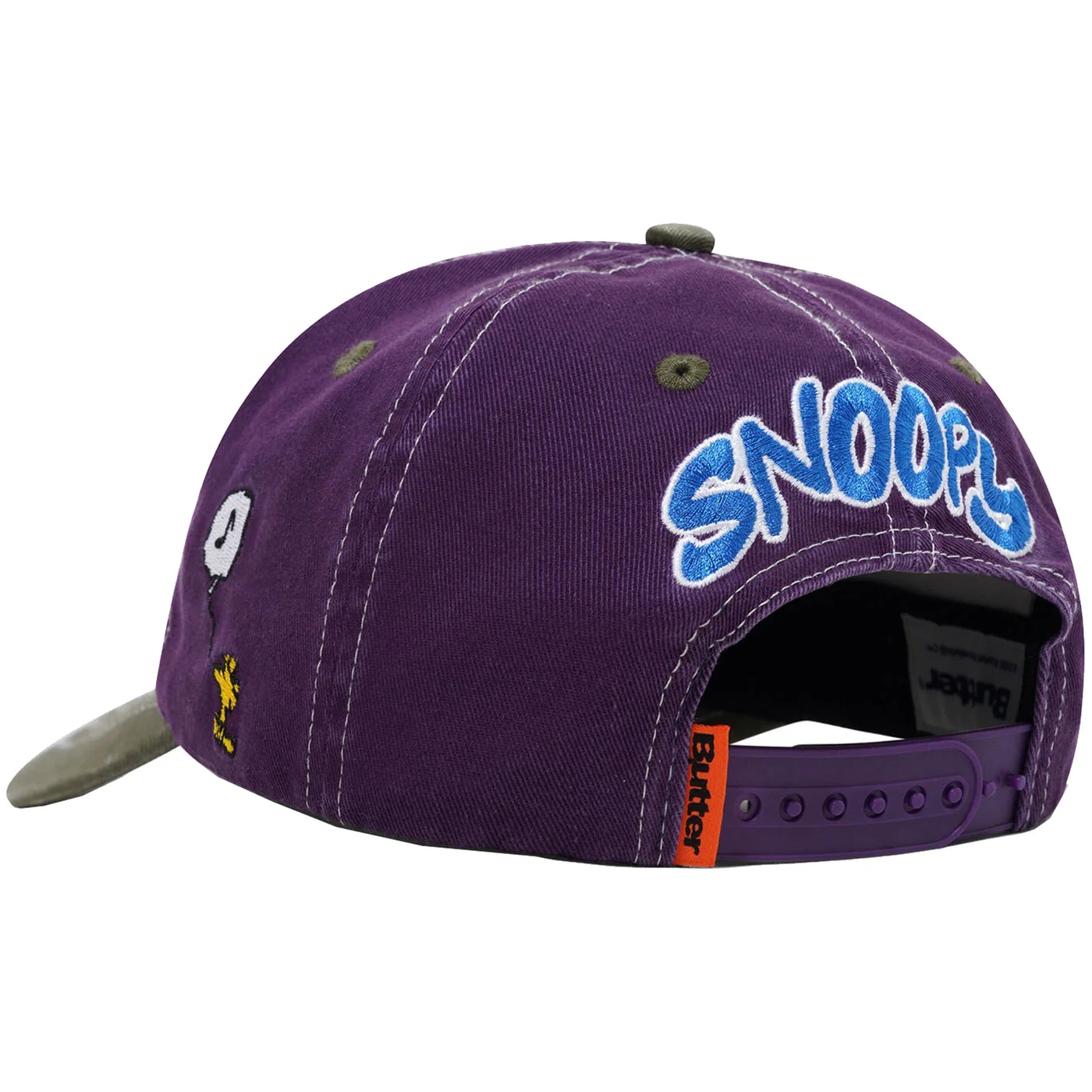 Butter Goods X Peanuts Music Snapback Cap - Washed Purple / Fern - Image 2