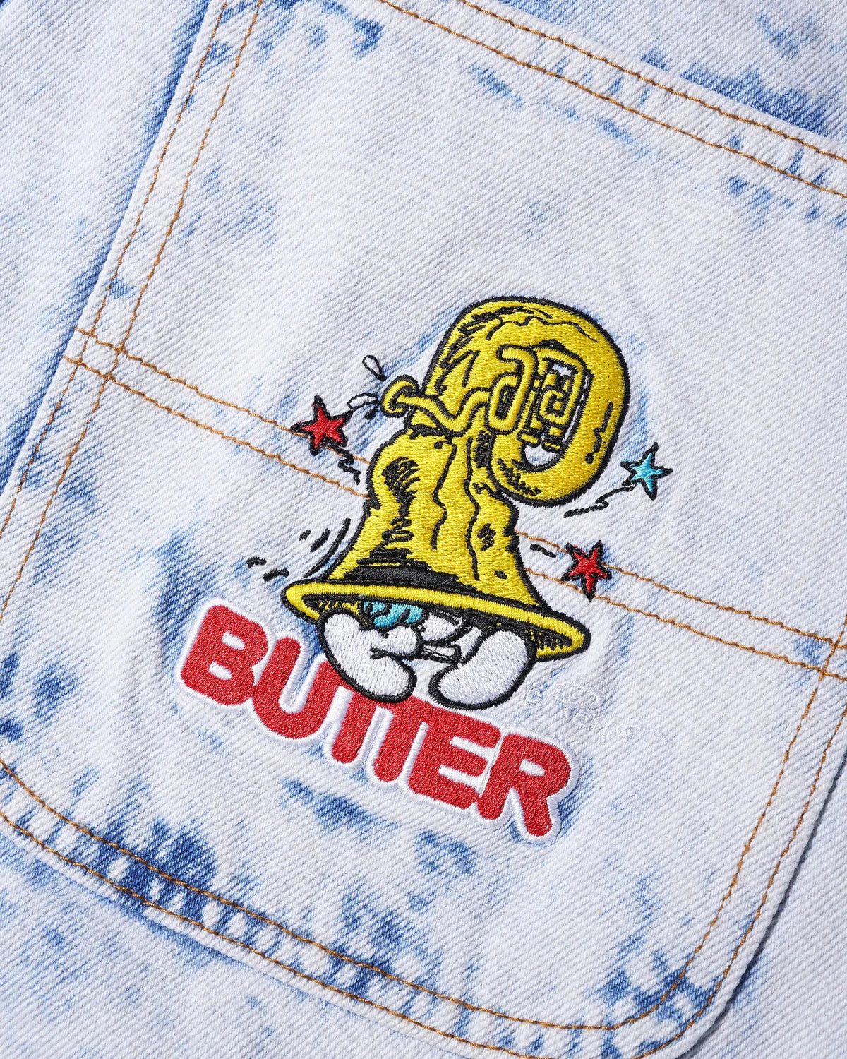 Butter Goods x The Smurfs Harmony Denim Pants - Bleach Dye Indigo - Image 3