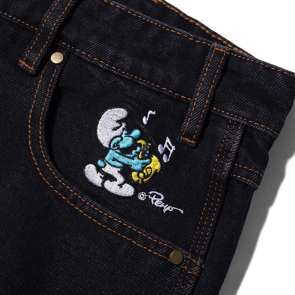 Butter Goods x The Smurfs Harmony Denim Pants Washed Black - Washed Black - Image 3