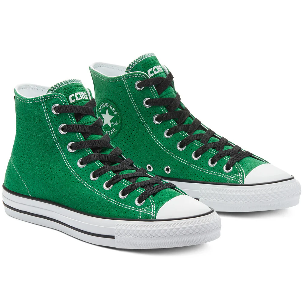 Converse Cons Perforated Suede CTAS Pro High Top Shoes - Green/Black/White - Image 3
