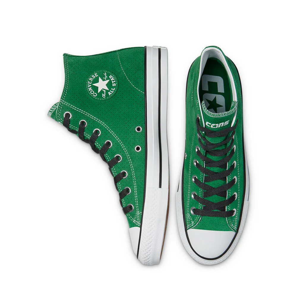 Converse Cons Perforated Suede CTAS Pro High Top Shoes - Green/Black/White - Image 4