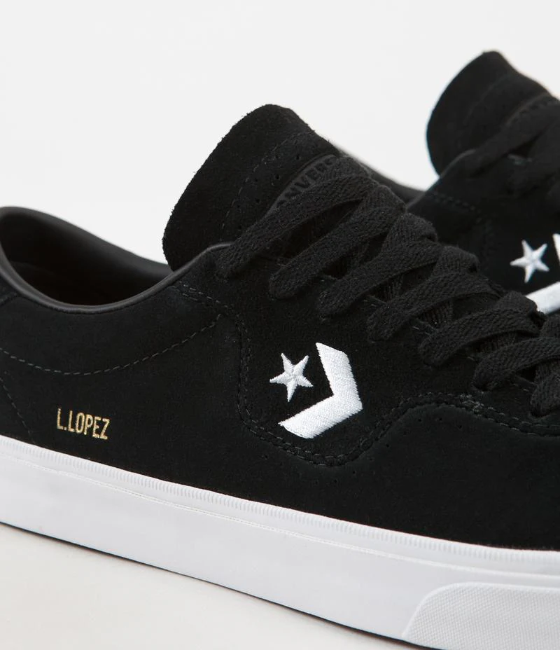 Converse Louie Lopez Pro Ox Shoes Suede - Black/Black/White - Image 3