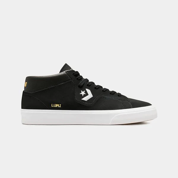 Converse Louie Lopez Pro Suede Mid Skateboard Shoes - Black/Black/White