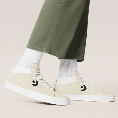 Converse Louie Lopez Pro Suede Mid Skateboard Shoes - White/Black/White - Image 3