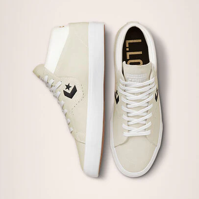 Converse Louie Lopez Pro Suede Mid Skateboard Shoes - White/Black/White - Image 4