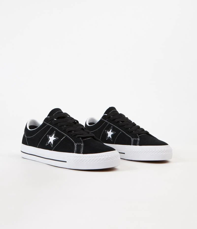 Converse One Star Pro Ox Skate Shoes - Black/Black/White - Image 2