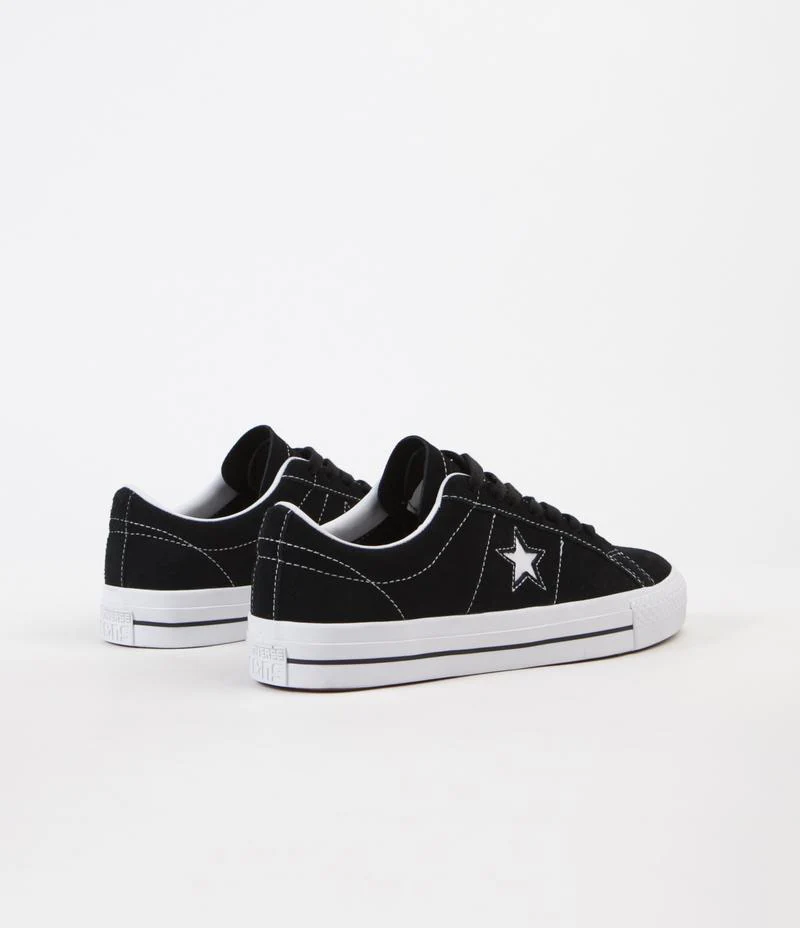 Converse One Star Pro Ox Skate Shoes - Black/Black/White - Image 3