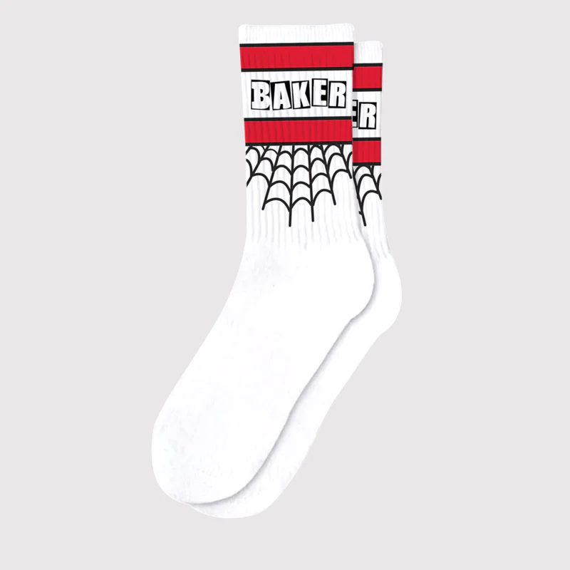 Baker Crew Web Socks - White/Red (pair)