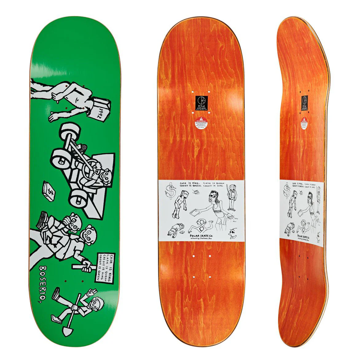 Polar Skate Co Nick Boserio Cash Is Queen Green Skateboard Deck - 7.875 - Image 2