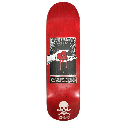 Death Skateboards Zarosh Hand Screened Heart Red Skateboard Deck - 9.00