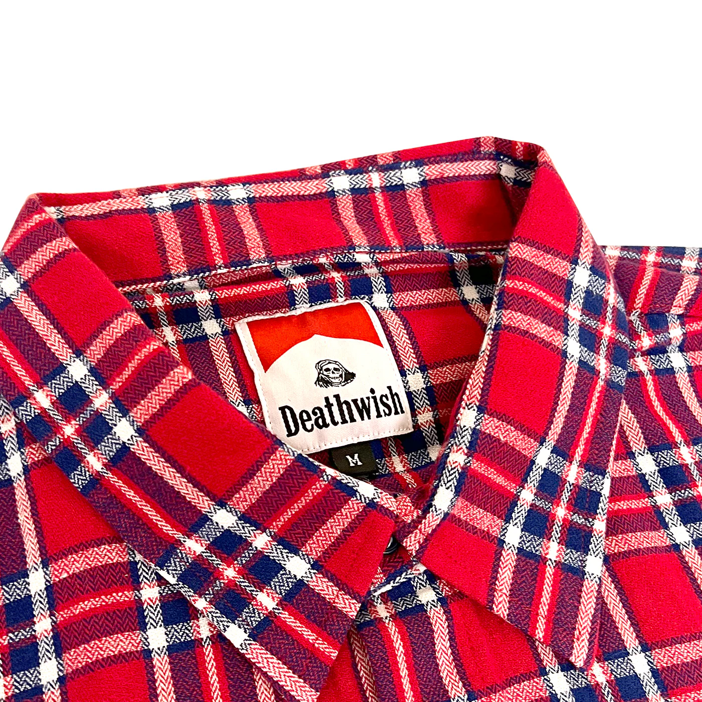 Deathwish Skateboards Classic Flannel Button Up Shirt - Red/Blue - Image 3