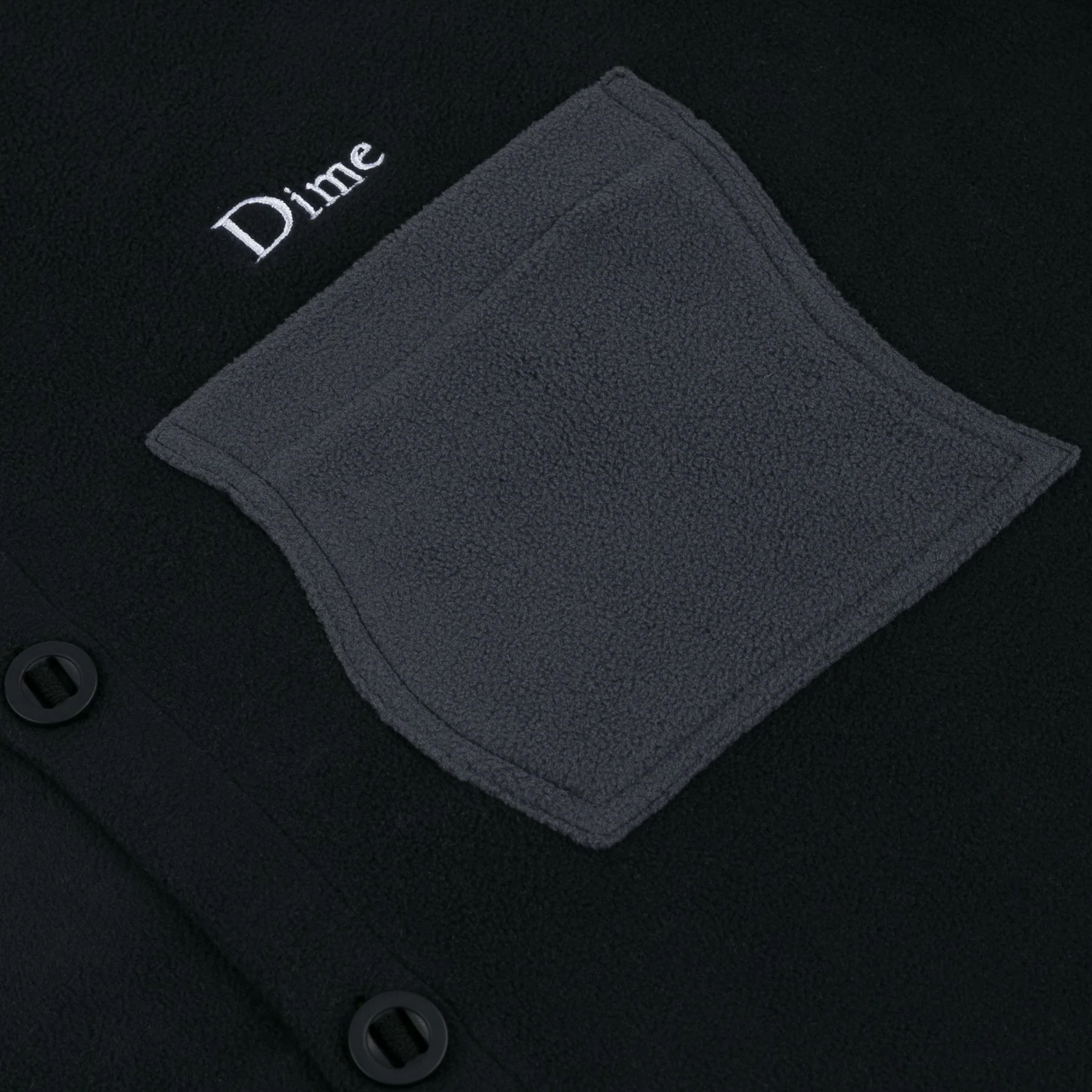 Dime MTL Polar Fleece Button Up Shirt - Black - Image 4