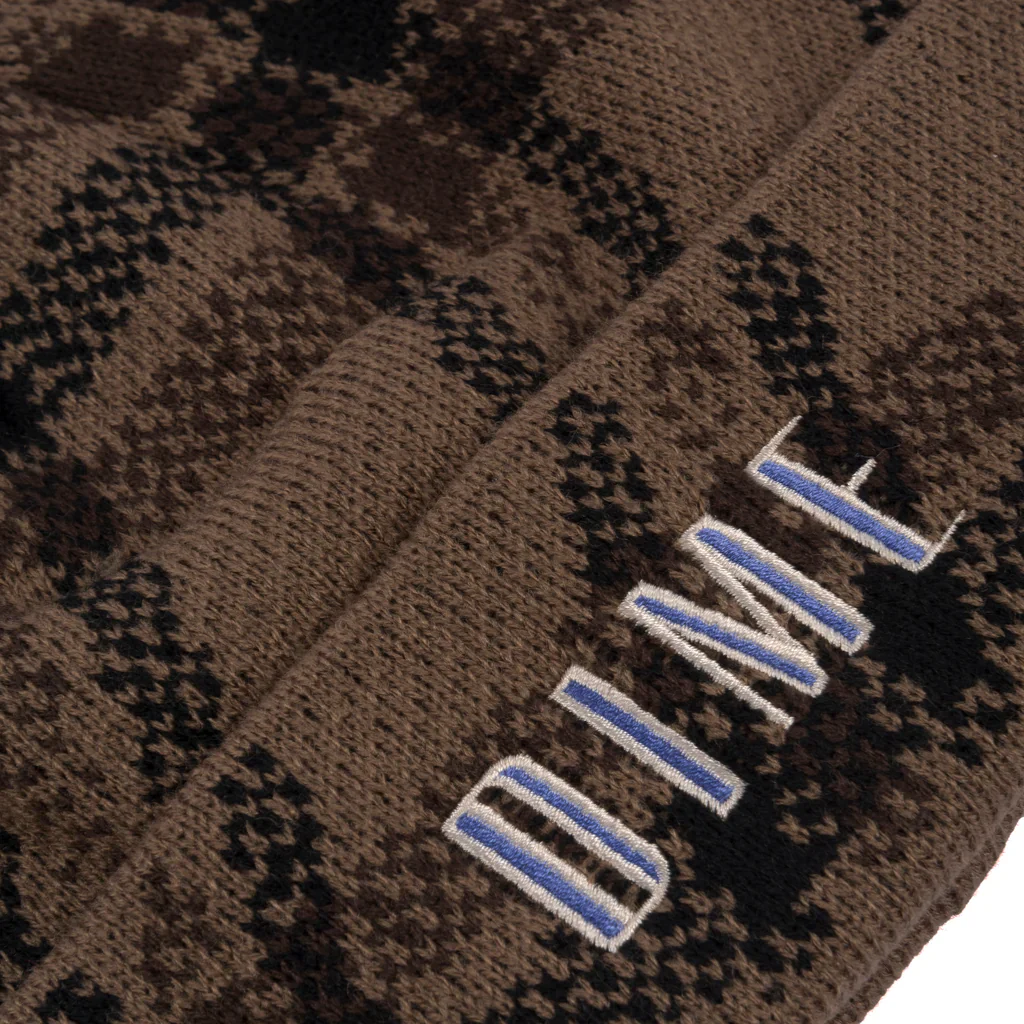 Dime MTL Wavy Plaid Cuff Beanie - Wood - Image 2