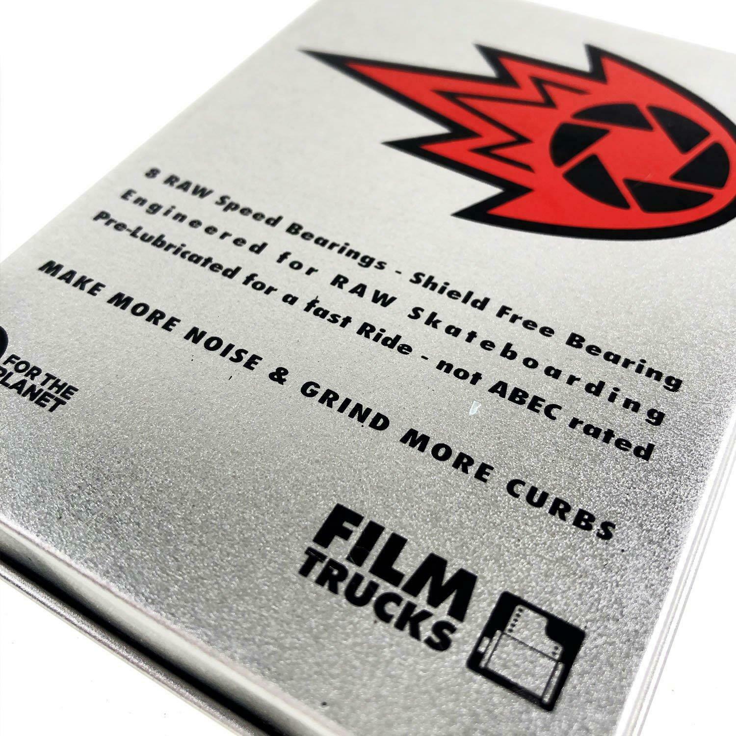 Film Trucks Raw Skateboard Bearings - Raw/Red - Image 3