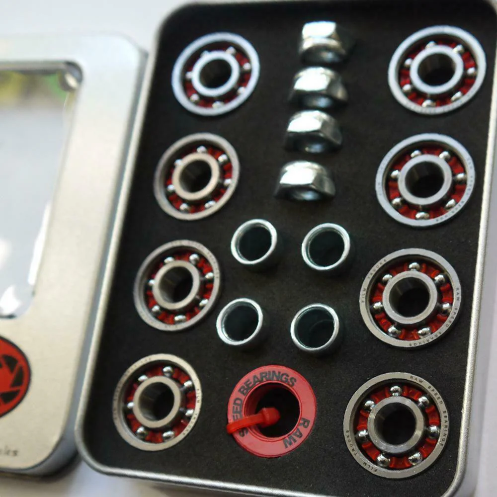 Film Trucks Raw Skateboard Bearings - Raw/Red - Image 4