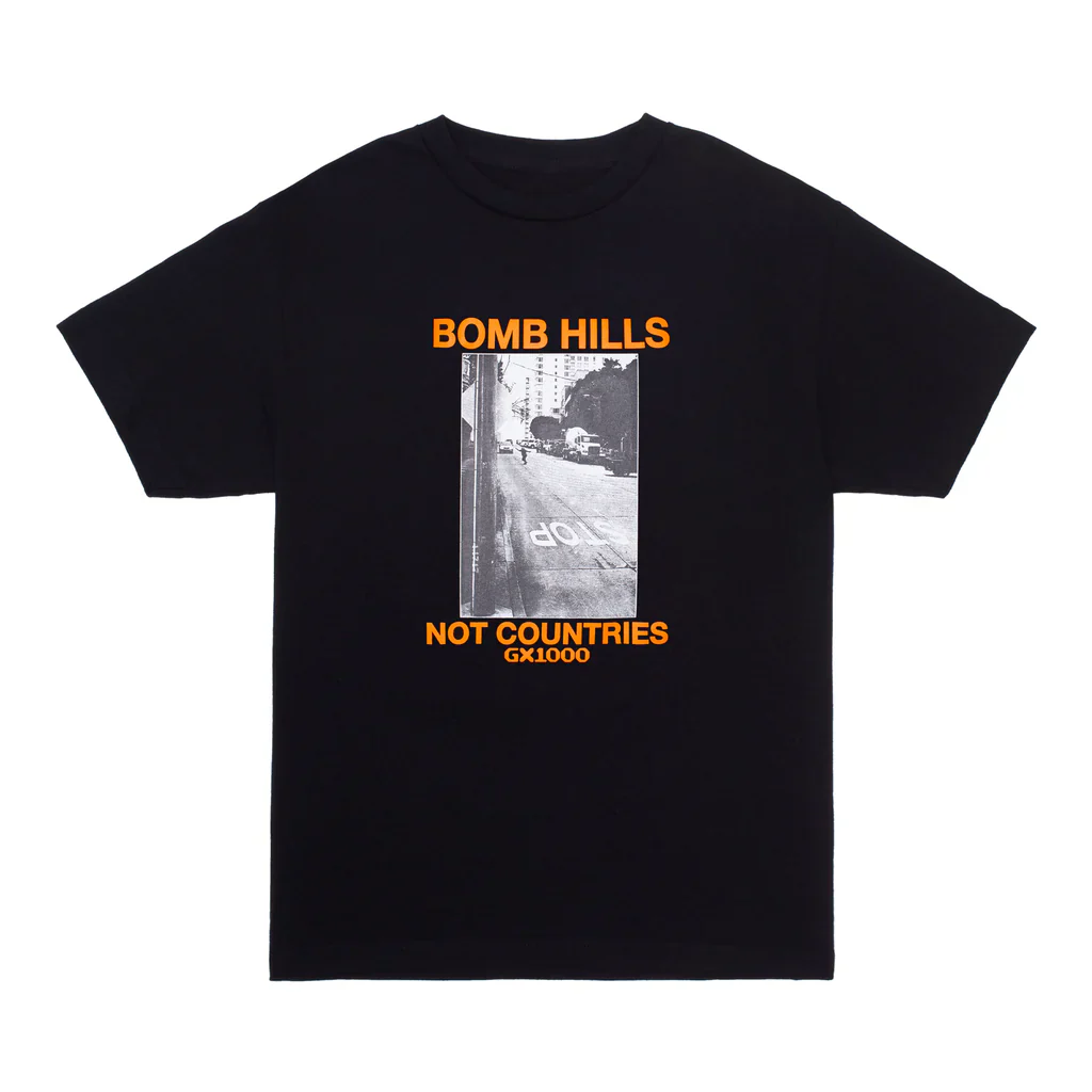 GX1000 Bomb Hills Not Countries Tee - Black With Orange Print