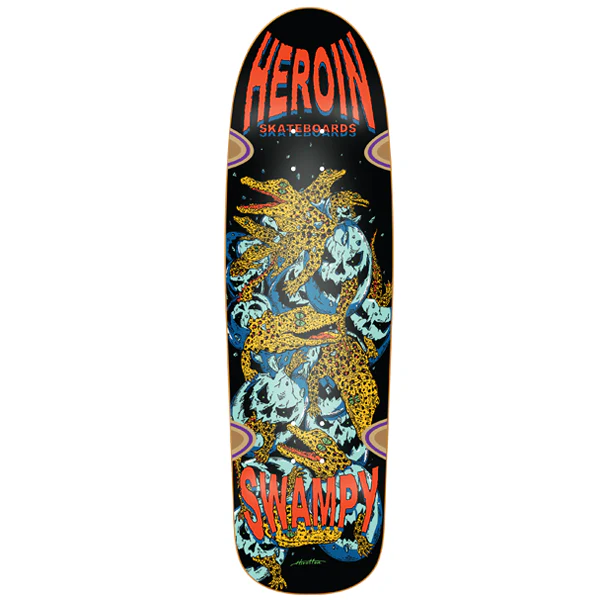 Heroin Skateboards Swampy x Hirotton Gators Skateboard Deck 9.125 (Deer Man Shape)