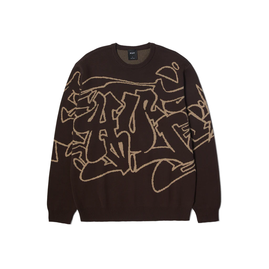 HUF Outlines Crewneck Sweater - Espresso