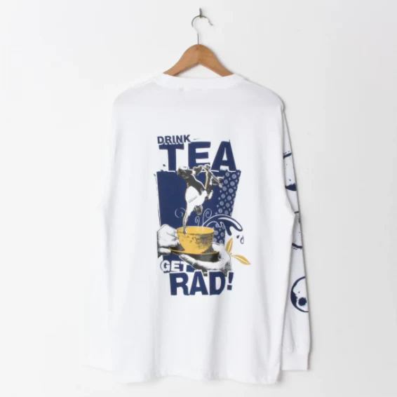 Lovenskate Drink Tea, Get Rad Longsleeve T-Shirt - White - Image 2