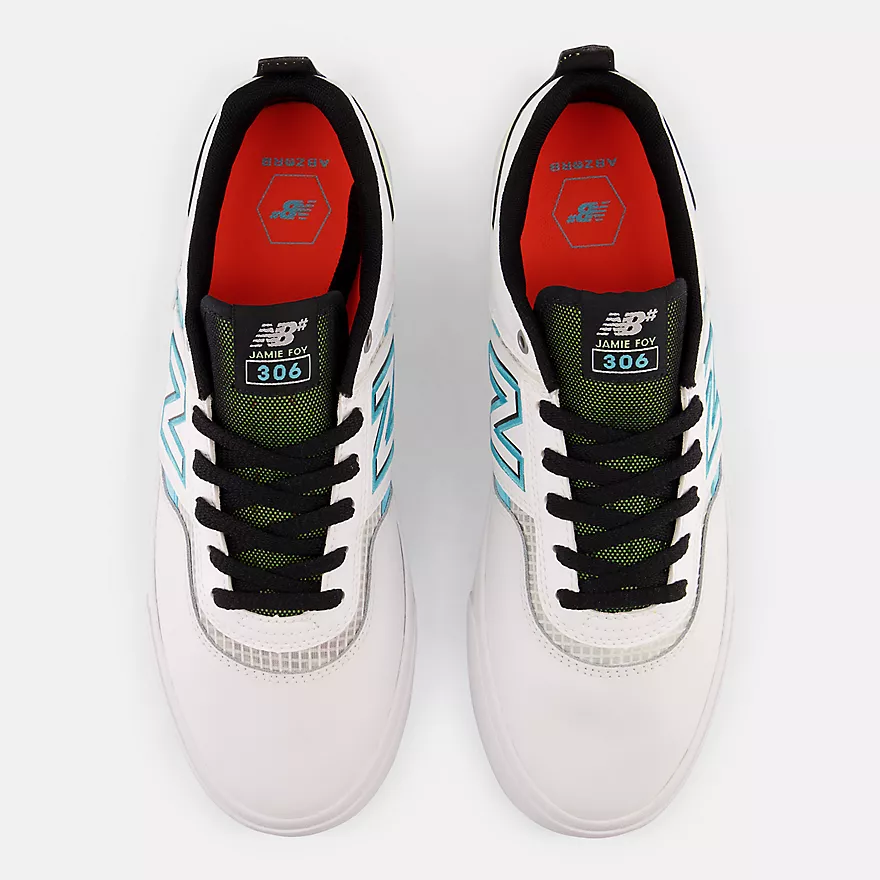 New Balance Numeric 306 Jamie Foy Skateboard Shoe - White With Aqua Sky - Image 4