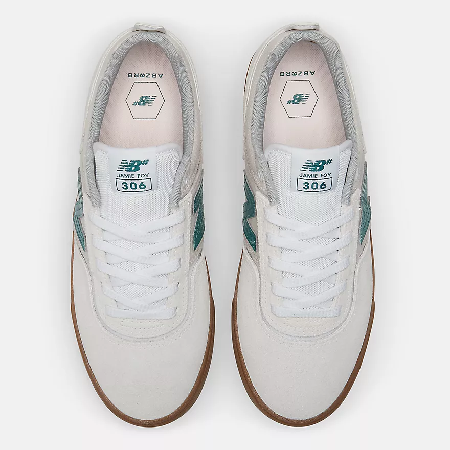 New Balance Numeric 306 Jamie Foy Skateboard Shoes - Sea Salt With Green - Image 4