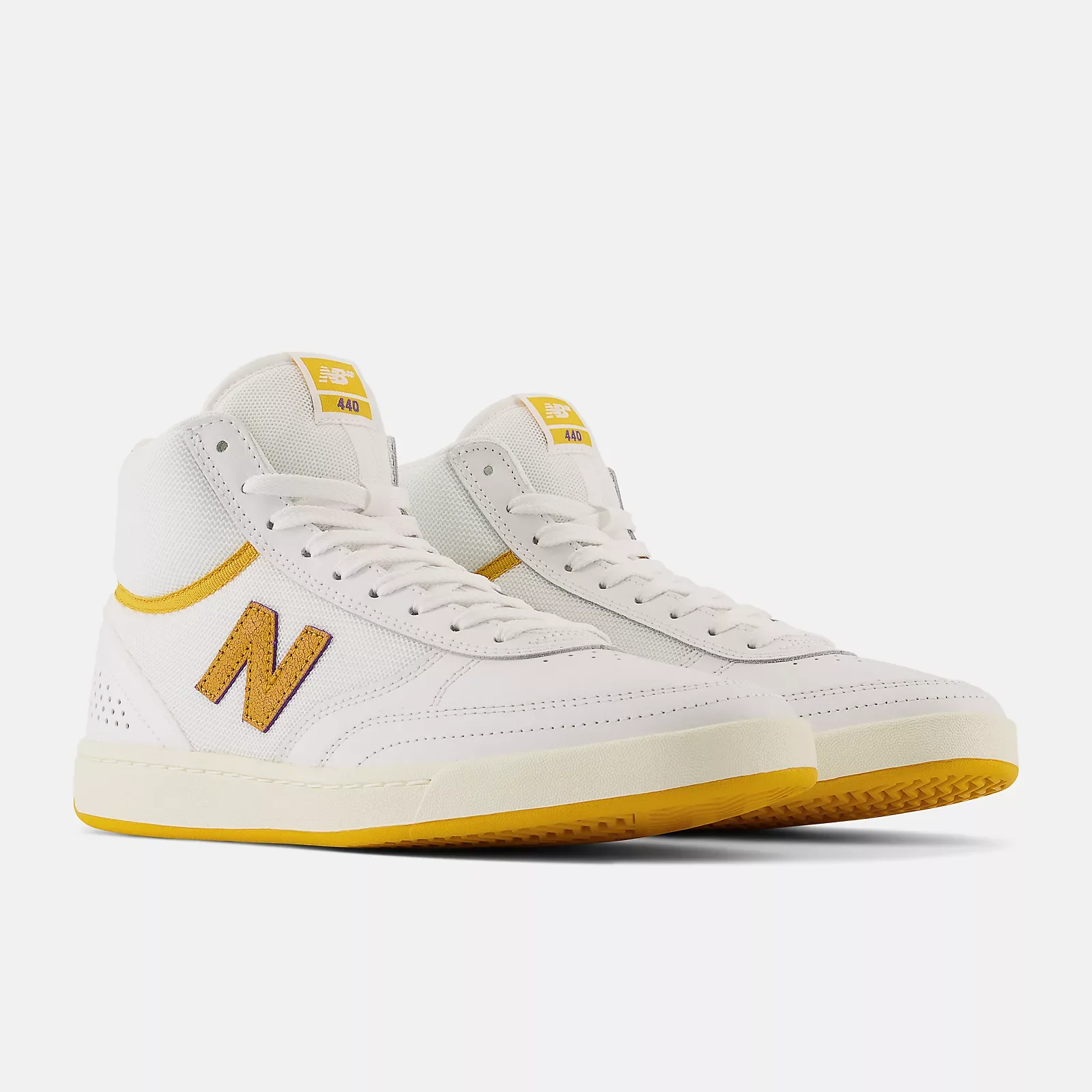 New Balance Numeric 440 High Skateboard Shoes - White/Yellow - Image 3