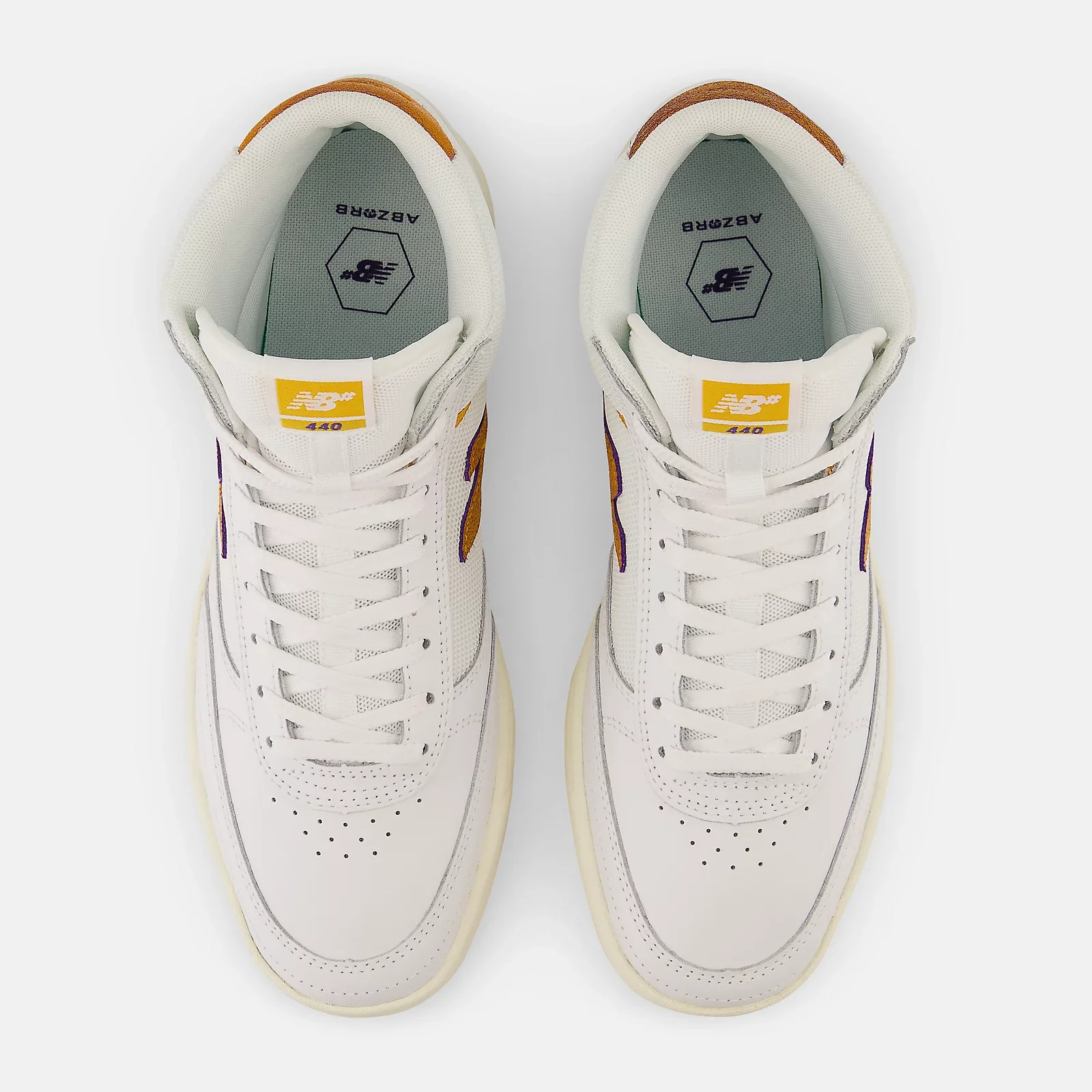 New Balance Numeric 440 High Skateboard Shoes - White/Yellow - Image 4