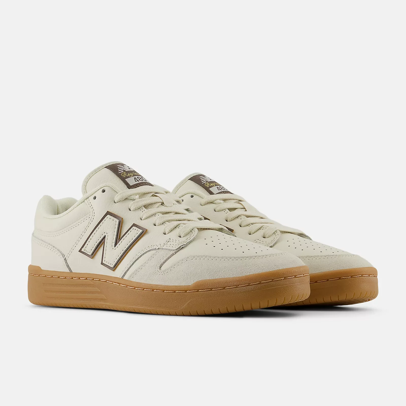 New Balance Numeric 480 Andrew Reynolds Skateboard Shoes - Sea Salt With Brown - Image 2