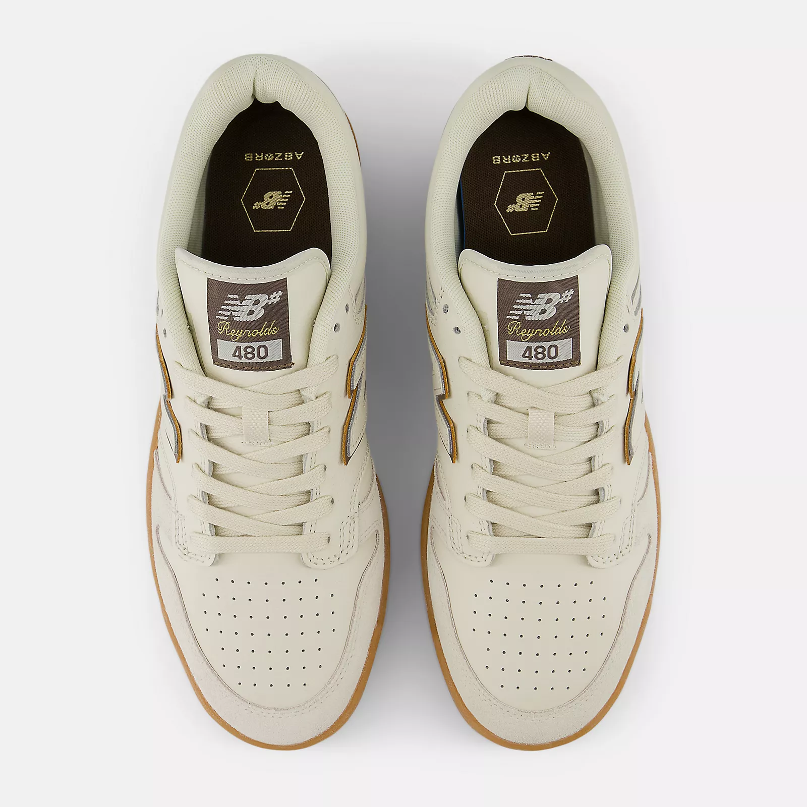 New Balance Numeric 480 Andrew Reynolds Skateboard Shoes - Sea Salt With Brown - Image 4