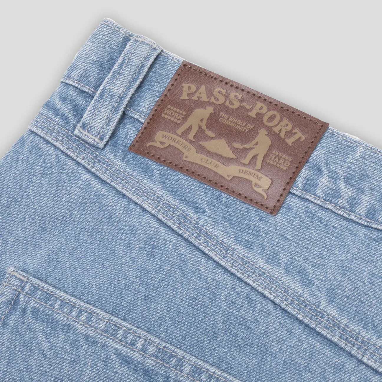 Pass~Port Workers Club Denim Shorts - Washed Light Indigo - Image 2