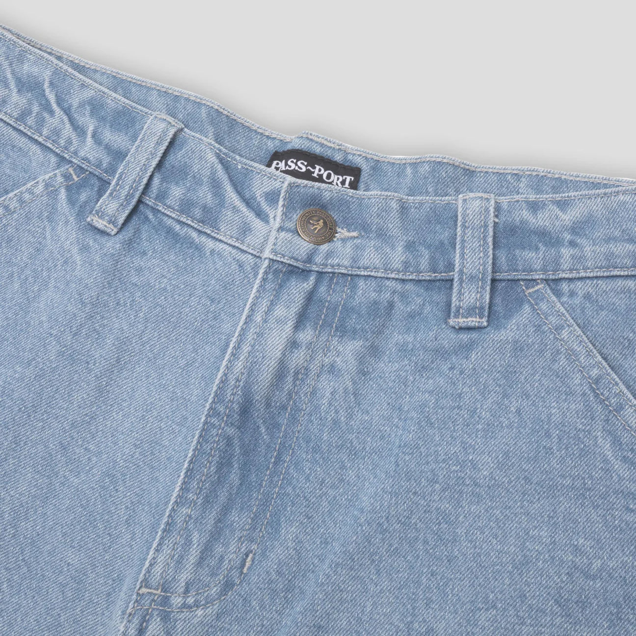 Pass~Port Workers Club Denim Shorts - Washed Light Indigo - Image 3