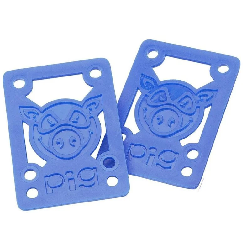 Pig Wheels Hard Skateboard Riser Pads 1/8" - Blue