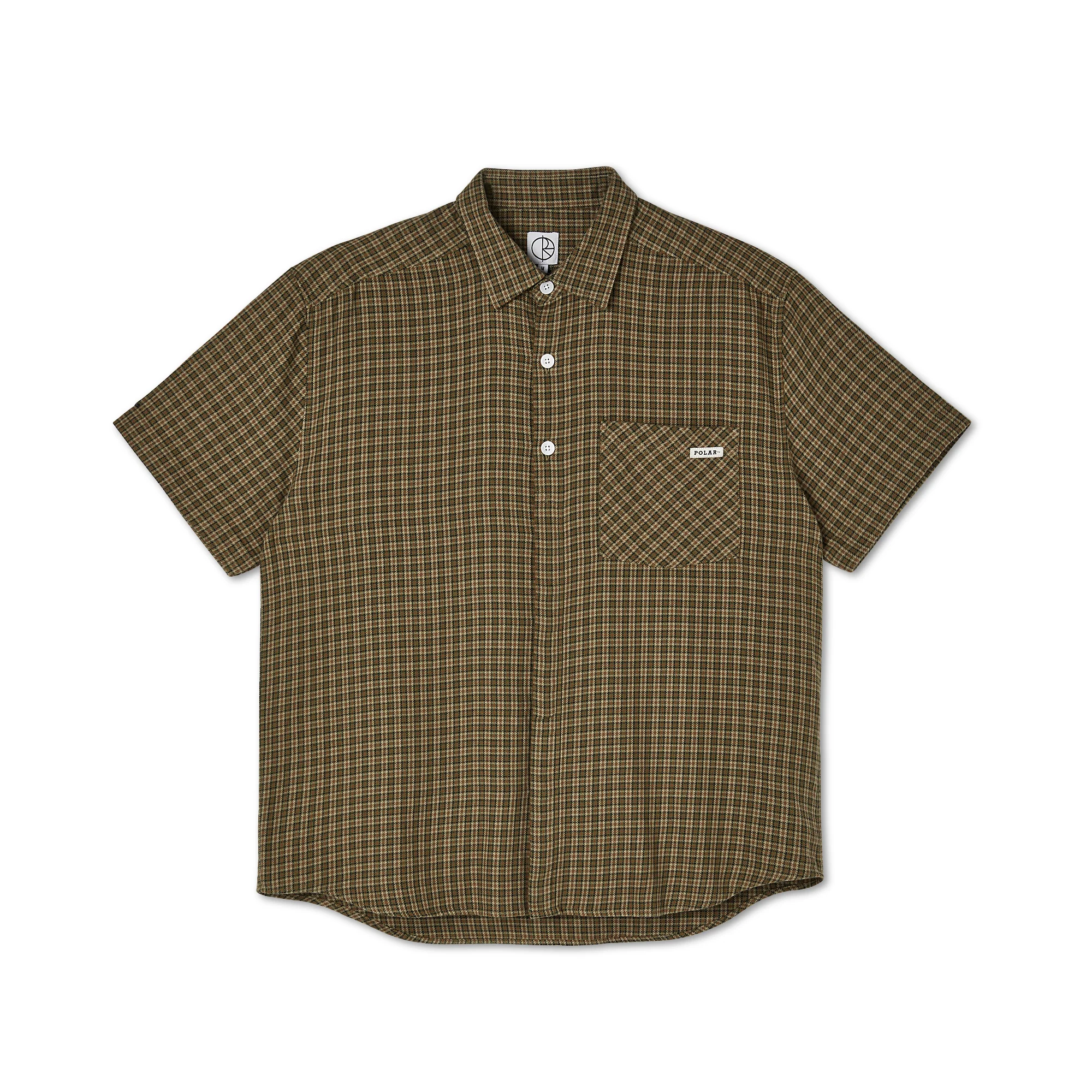 Polar Skate Co Mitchell Flannel Shirt Green Brown - Image 2