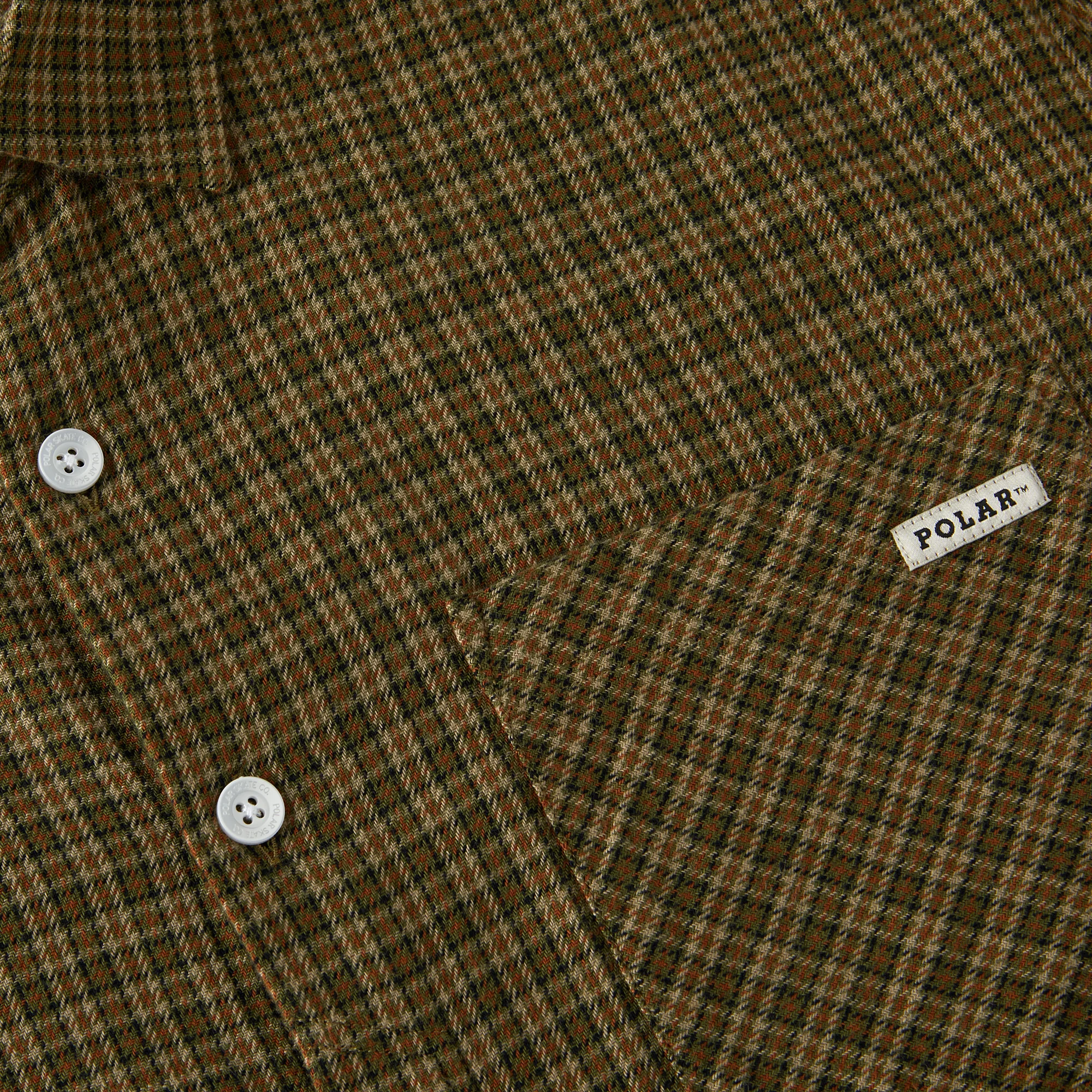 Polar Skate Co Mitchell Flannel Shirt Green Brown - Image 3