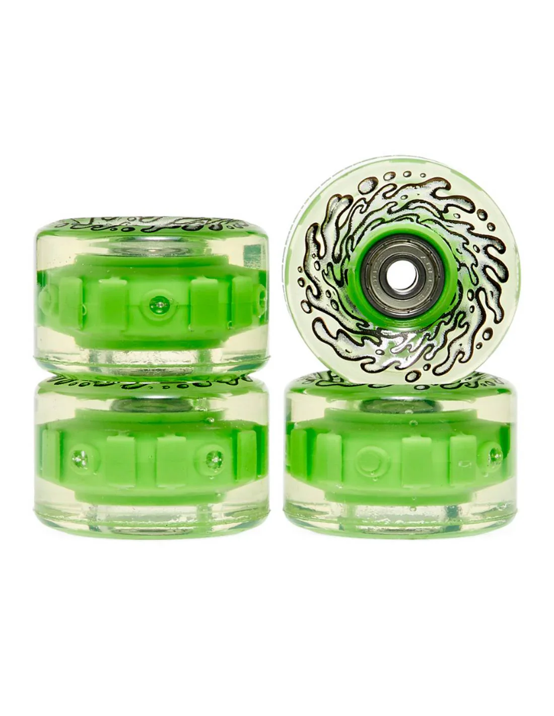Santa Cruz Slime Balls Wheels & Bearings OG Slime Light Ups 60mm 78a - Green / Clear - Image 3