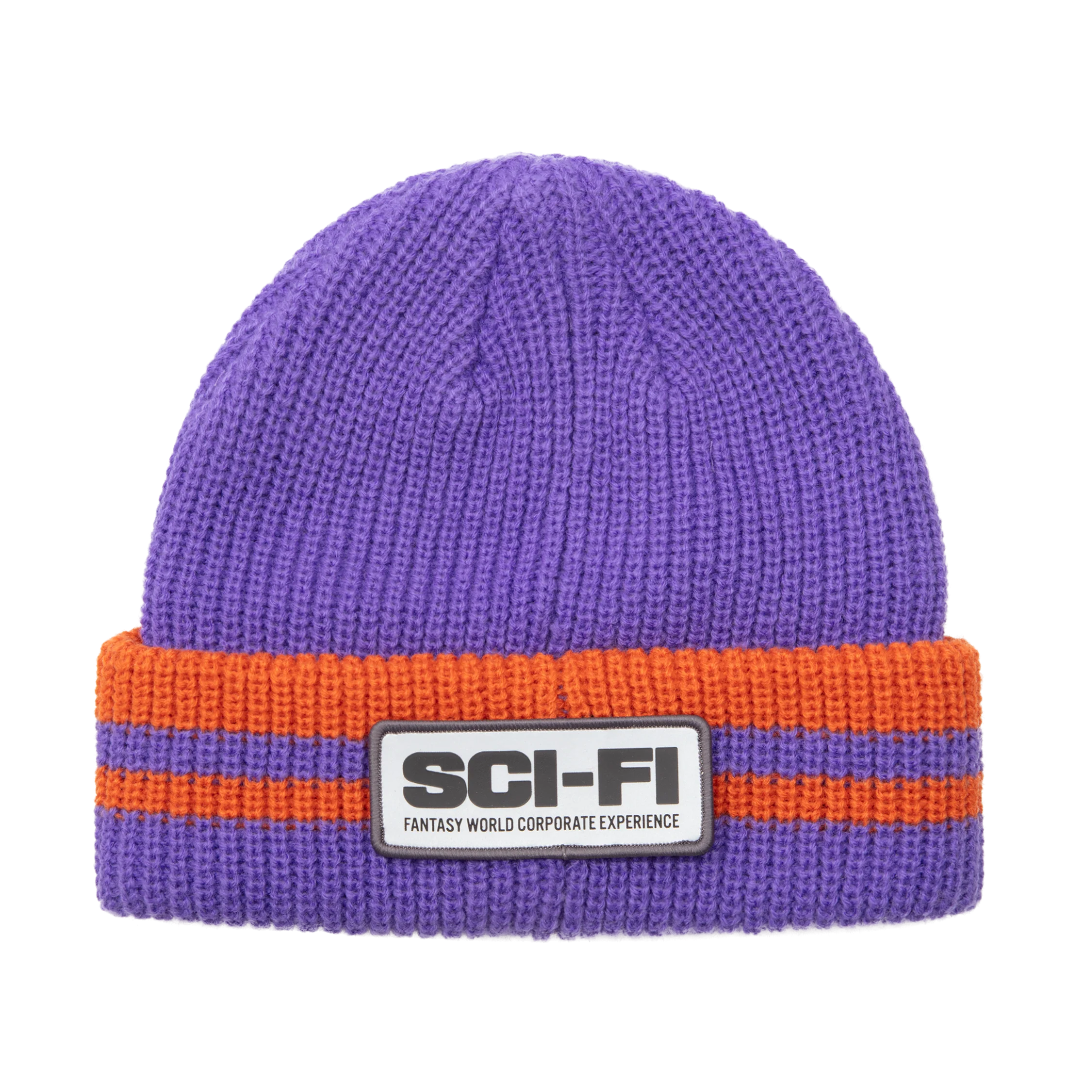 Sci-Fi Fantasy Reflective Patch Beanie - Purple / Orange