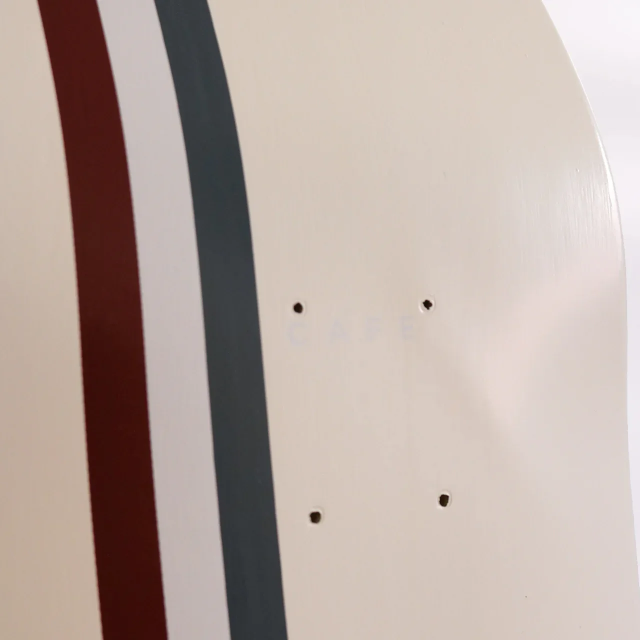 Skate Cafe Stripe Cream / Burgundy Skateboard Deck - 8.5 - Image 2