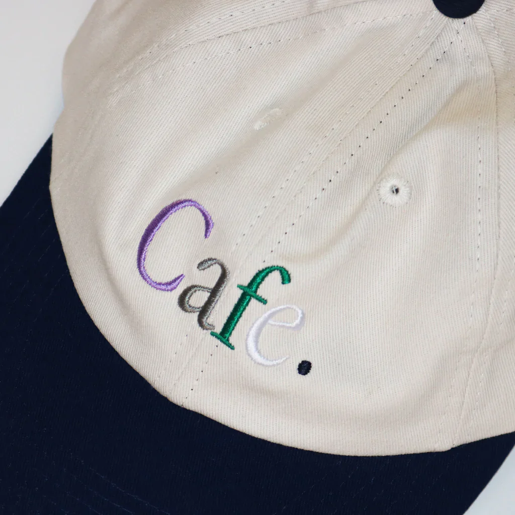 Skateboard Cafe JLH Embroidered 6 Panel Cap - Cream/Navy - Image 3